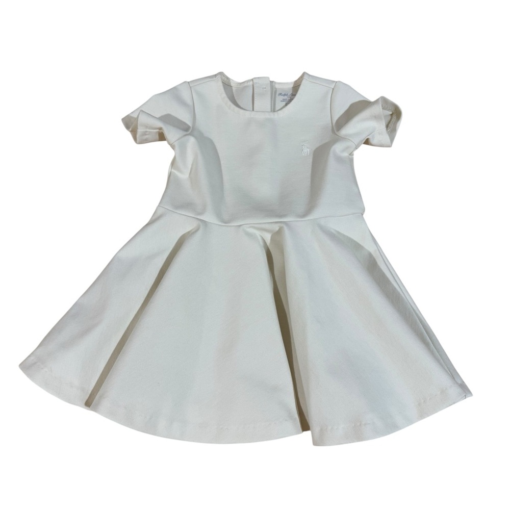 Ralph Lauren Girls Cream Fit-and-Flare Short Sleeve Dress